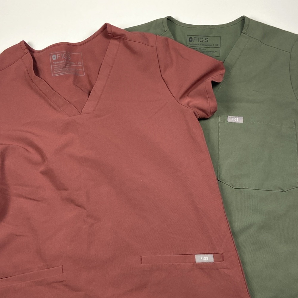 FIGS Catarina One-Pocket & Casma Scrub Tops Size XS Technical Collection Medical